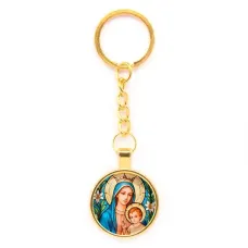 Круглый брелок, цвет золото, с цепочкой, Пресвятая Богородица C1147020