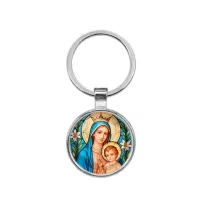 Круглый брелок, цвет серебро, Пресвятая Богородица C1147021