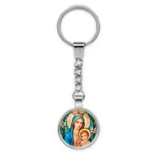 Круглый брелок, цвет серебро, с цепочкой, Пресвятая Богородица C1147022