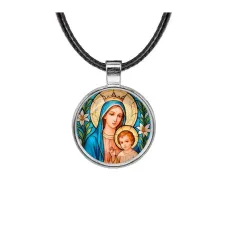 Кулон, цвет серебро, со шнурком, Пресвятая Богородица C1147027