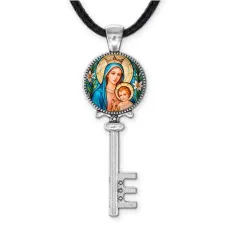 Кулон ключ, цвет серебро, со шнурком, Пресвятая Богородица C1147043