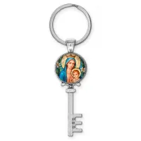 Брелок ключ, цвет серебро, с кольцом для ключей, Пресвятая Богородица C1147044