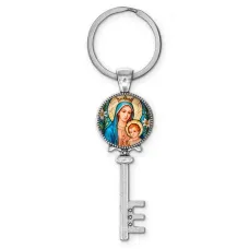 Брелок ключ, цвет серебро, с кольцом для ключей, Пресвятая Богородица C1147044