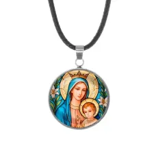 Кулон, нержавеющая сталь, со шнурком, Пресвятая Богородица C1147062