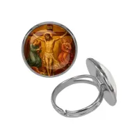 Кольцо металлическое, цвет серебро, Распятие C1148015