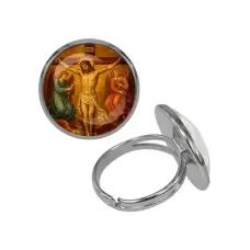 Кольцо металлическое, цвет серебро, Распятие C1148015