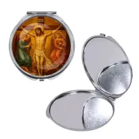 Круглое складное зеркало, цвет серебро, Распятие C1148016
