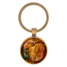 Круглый брелок, цвет бронза, Распятие C1148017