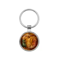 Круглый брелок, цвет серебро, Распятие C1148021