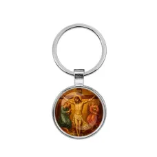 Круглый брелок, цвет серебро, Распятие C1148021