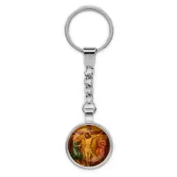 Круглый брелок, цвет серебро, с цепочкой, Распятие C1148022