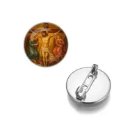 Круглый значок, цвет серебро, Распятие C1148023