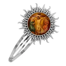 Заколка металлическая, цвет серебро, Распятие C1148045