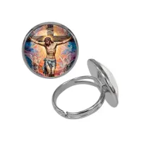 Кольцо металлическое, цвет серебро, Распятие C1149015