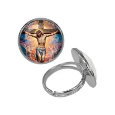 Кольцо металлическое, цвет серебро, Распятие C1149015