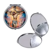 Круглое складное зеркало, цвет серебро, Распятие C1149016