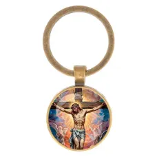 Круглый брелок, цвет бронза, Распятие C1149017