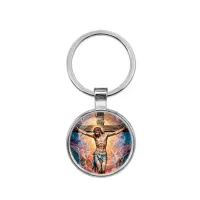 Круглый брелок, цвет серебро, Распятие C1149021