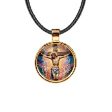 Кулон, цвет золото, со шнурком, Распятие C1149033
