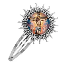 Заколка металлическая, цвет серебро, Распятие C1149045