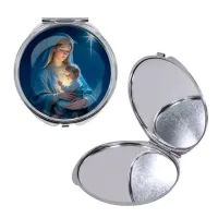 Круглое складное зеркало, цвет серебро, Рождество C1150016