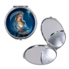 Круглое складное зеркало, цвет серебро, Рождество C1150016