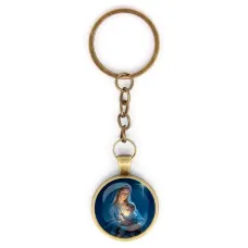 Круглый брелок, цвет бронза, с цепочкой, Рождество C1150018