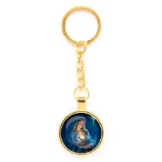 Круглый брелок, цвет золото, с цепочкой, Рождество C1150020