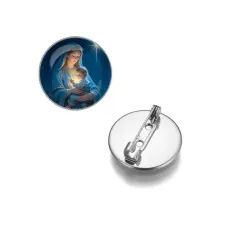 Круглый значок, цвет серебро, Рождество C1150023