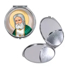 Круглое складное зеркало, цвет серебро, Серафим Саровский C1151016