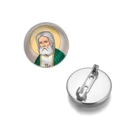 Круглый значок, цвет серебро, Серафим Саровский C1151023