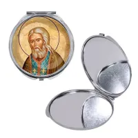 Круглое складное зеркало, цвет серебро, Серафим Саровский C1152016