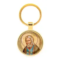 Круглый брелок, цвет золото, Серафим Саровский C1152019