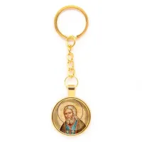 Круглый брелок, цвет золото, с цепочкой, Серафим Саровский C1152020