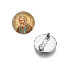 Круглый значок, цвет серебро, Серафим Саровский C1152023