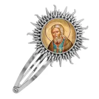 Заколка металлическая, цвет серебро, Серафим Саровский C1152045