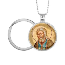 Кулон-брелок, цвет серебро, с цепочкой и кольцом, Серафим Саровский C1152054