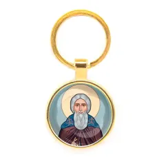 Круглый брелок, цвет золото, Сергей Радонежский C1153019