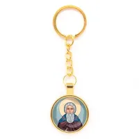 Круглый брелок, цвет золото, с цепочкой, Сергей Радонежский C1153020