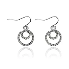 Серьги Два круга с прозрачными стразами UD259-W