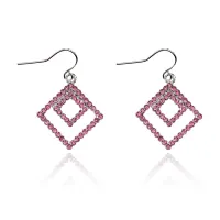 Серьги Два ромба со стразами, цвет розовый UD260-p