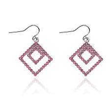 Серьги Два ромба со стразами, цвет розовый UD260-p