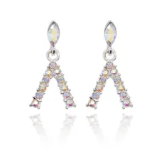 Серьги V с прозрачными стразами UD261-W