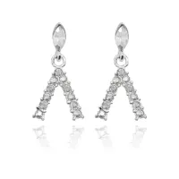 Серьги V со стразами, цвет желтый UD261-y