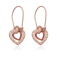 Серьги Два сердца со стразами, цвет золотой UD262-g