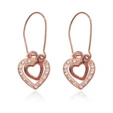 Серьги Два сердца со стразами, цвет золотой UD262-g