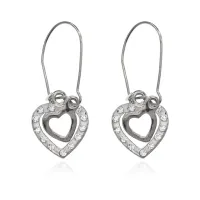 Серьги Два сердца со стразами, цвет серебряный UD262-s