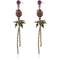 Серьги со стразами и бусинами, цвет золотой UD272