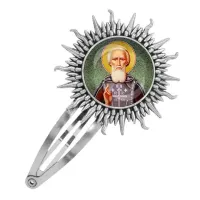 Заколка металлическая, цвет серебро, Сергей Радонежский C1154045