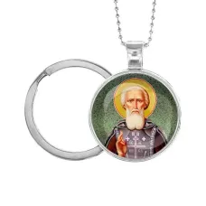 Кулон-брелок, цвет серебро, с цепочкой и кольцом, Сергей Радонежский C1154054